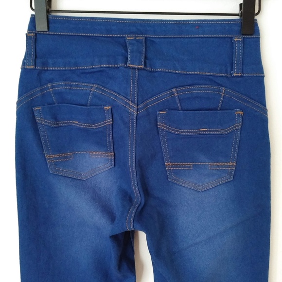 💥 T&Y Fashion Button Fly Skinny Blue Jeans - Picture 6 of 8